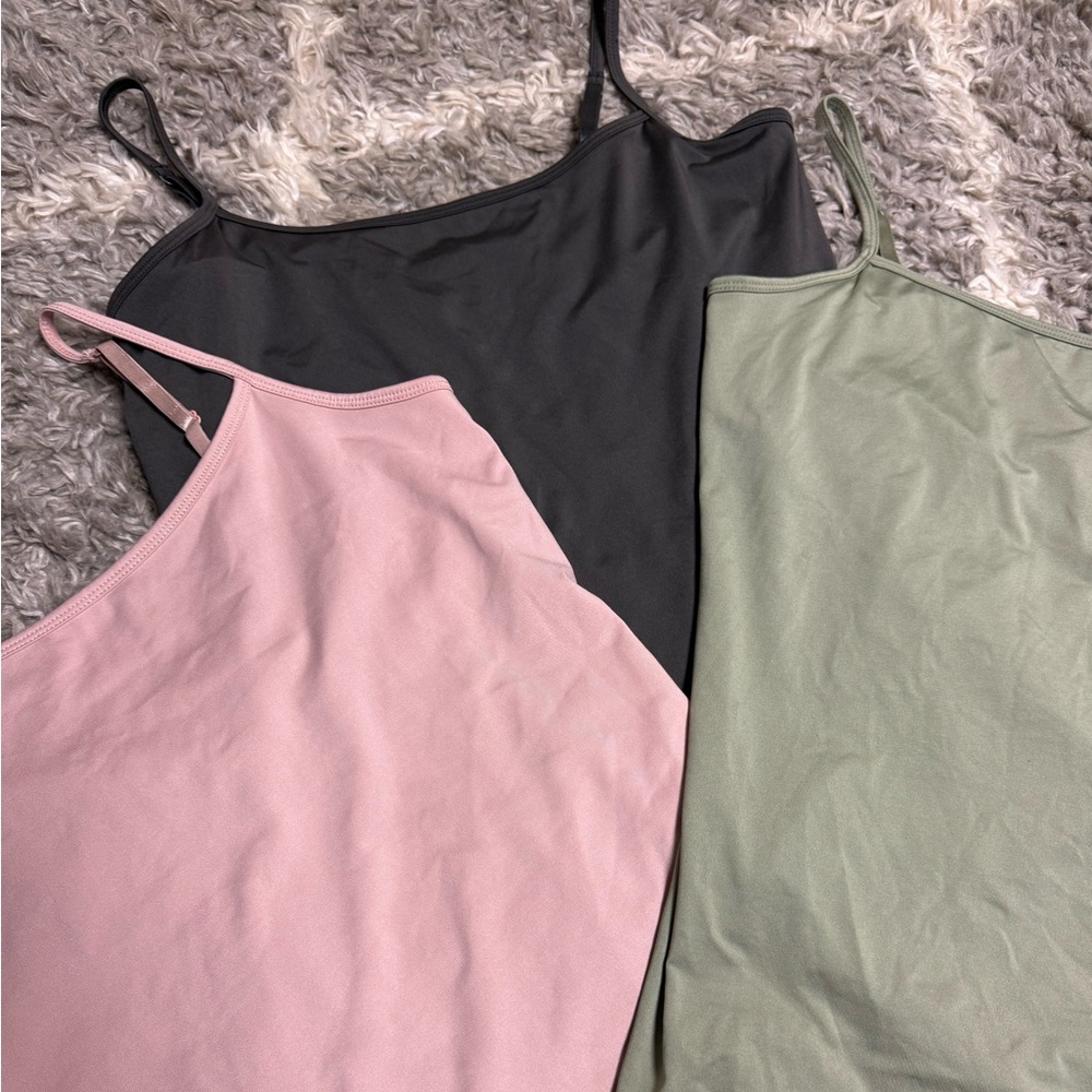 New York & Company Camisole Trio - Soft Pink, Sage Green, Charcoal Grey